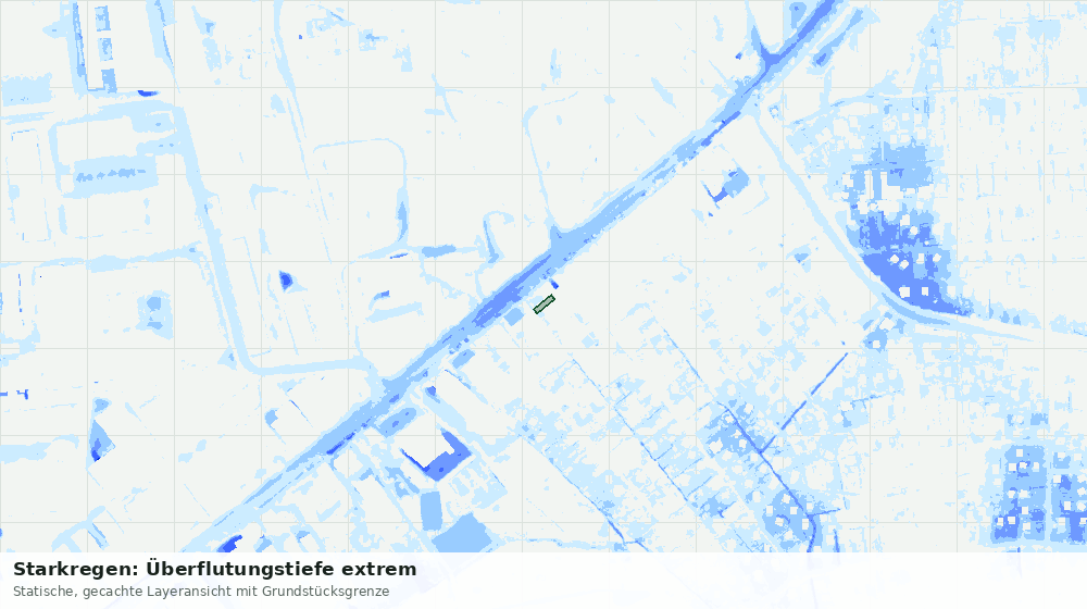 Statische Kartenansicht: Starkregen: Überflutungstiefe extrem