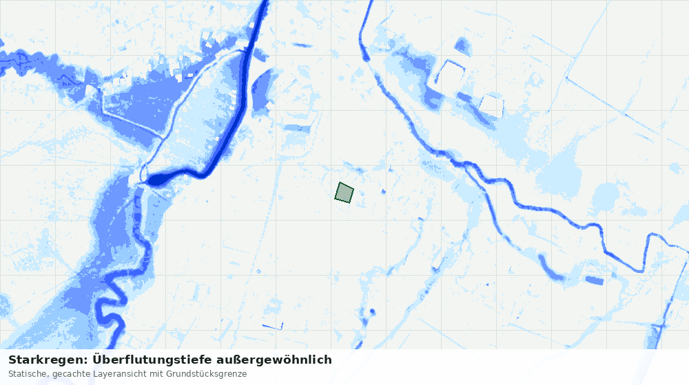 Statische Kartenansicht: Starkregen: Überflutungstiefe außergewöhnlich
