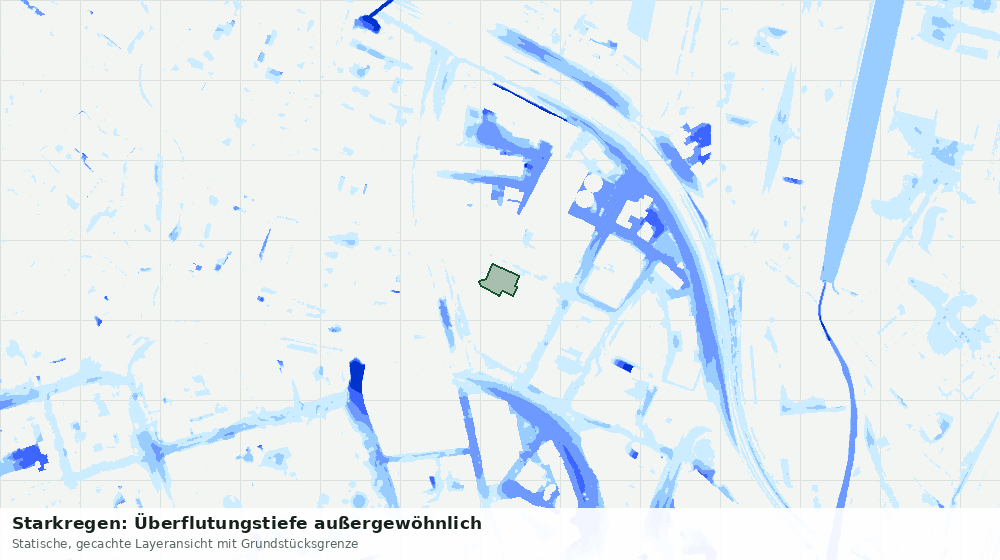 Statische Kartenansicht: Starkregen: Überflutungstiefe außergewöhnlich