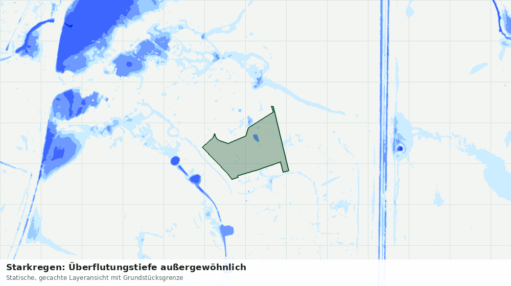 Statische Kartenansicht: Starkregen: Überflutungstiefe außergewöhnlich
