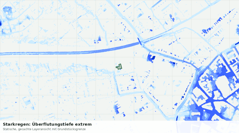 Statische Kartenansicht: Starkregen: Überflutungstiefe extrem