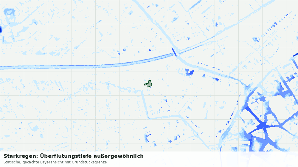 Statische Kartenansicht: Starkregen: Überflutungstiefe außergewöhnlich