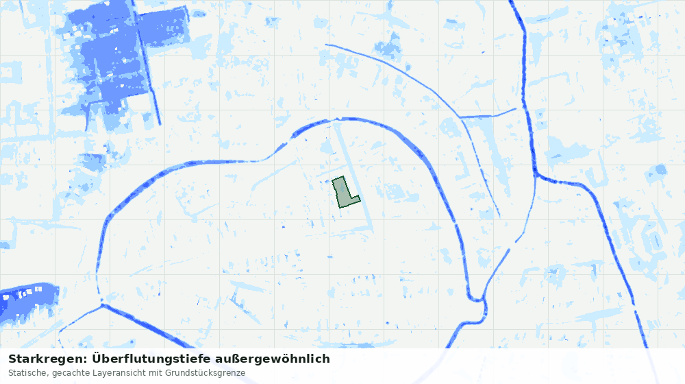 Statische Kartenansicht: Starkregen: Überflutungstiefe außergewöhnlich