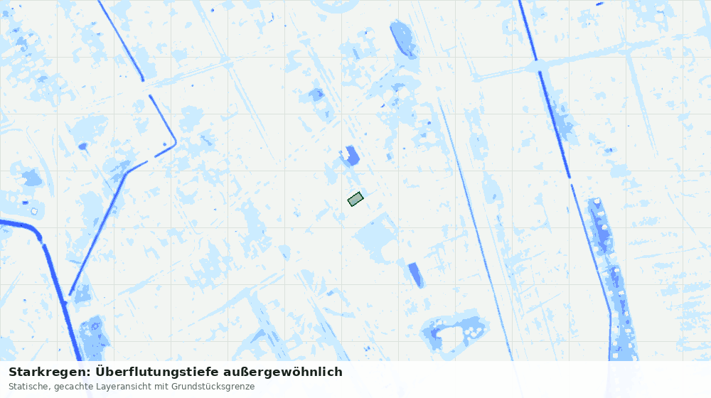 Statische Kartenansicht: Starkregen: Überflutungstiefe außergewöhnlich