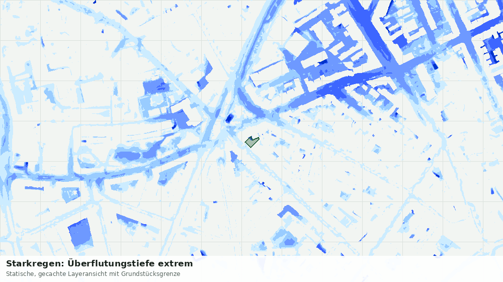 Statische Kartenansicht: Starkregen: Überflutungstiefe extrem
