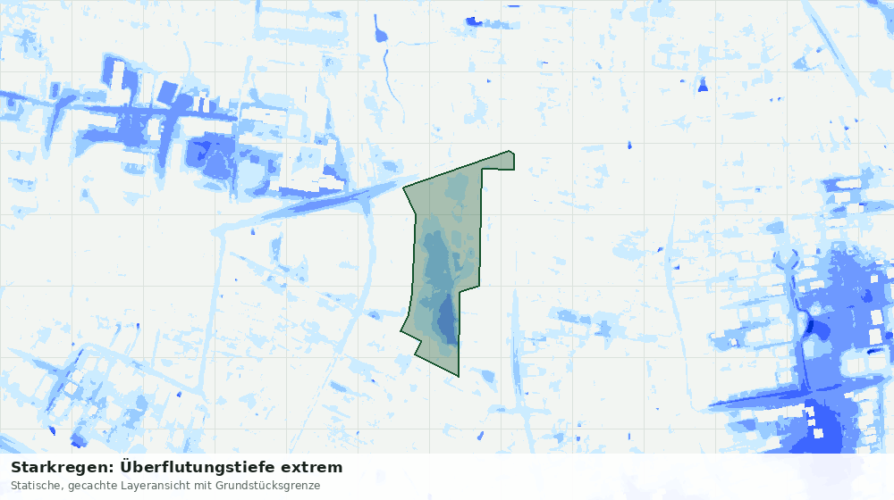 Statische Kartenansicht: Starkregen: Überflutungstiefe extrem