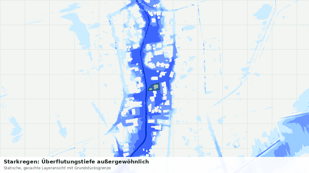 Statische Kartenansicht: Starkregen: Überflutungstiefe außergewöhnlich