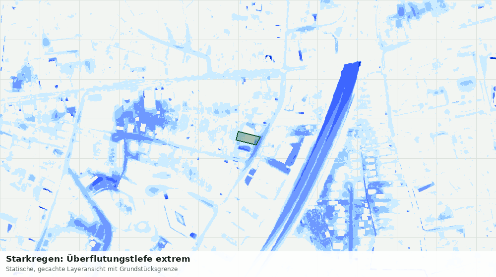 Statische Kartenansicht: Starkregen: Überflutungstiefe extrem