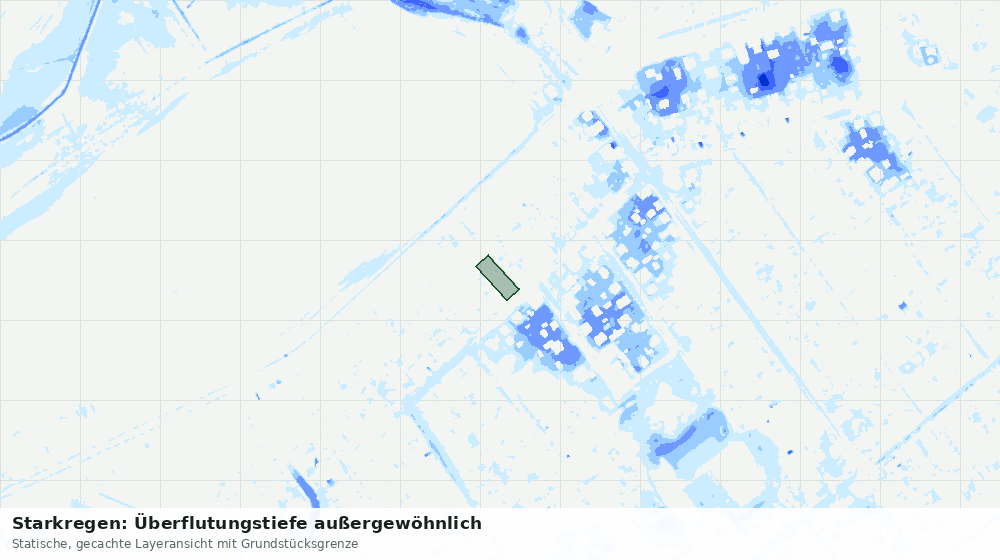 Statische Kartenansicht: Starkregen: Überflutungstiefe außergewöhnlich