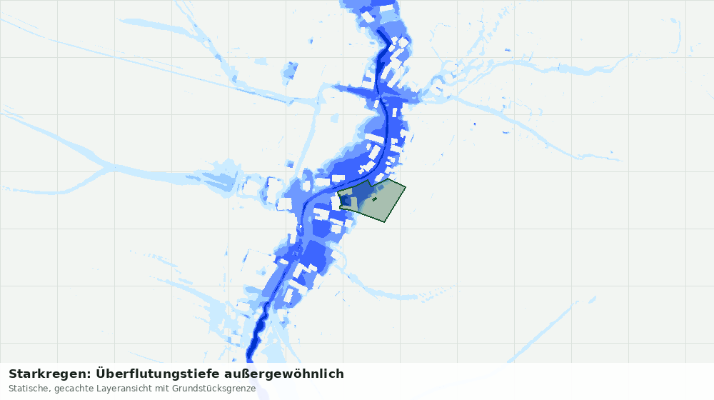 Statische Kartenansicht: Starkregen: Überflutungstiefe außergewöhnlich