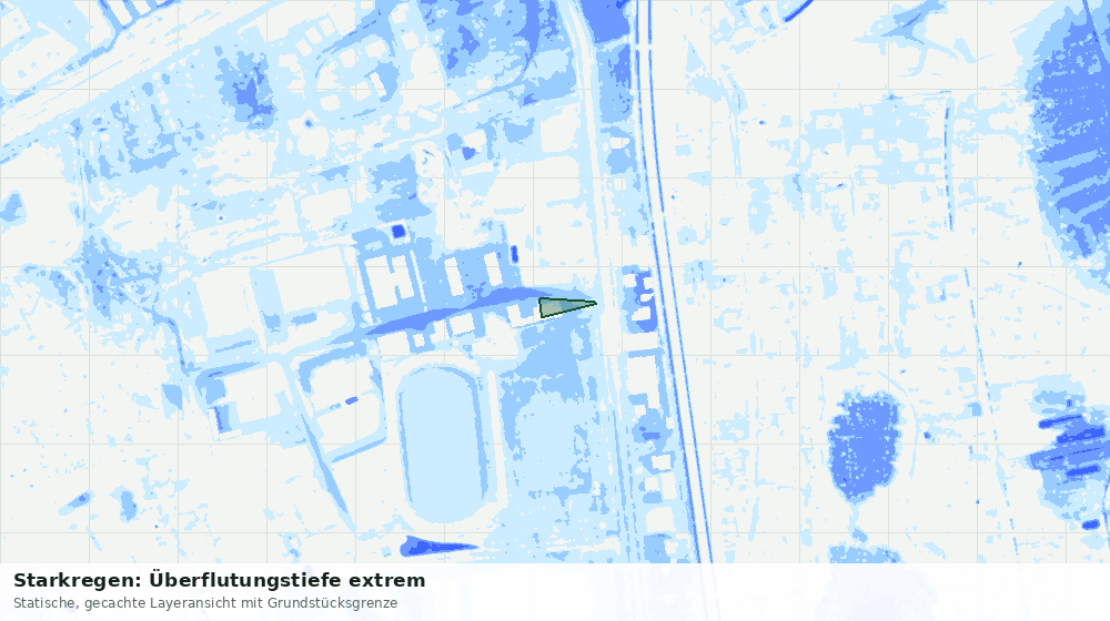 Statische Kartenansicht: Starkregen: Überflutungstiefe extrem