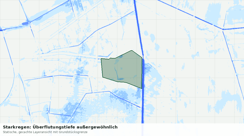 Statische Kartenansicht: Starkregen: Überflutungstiefe außergewöhnlich