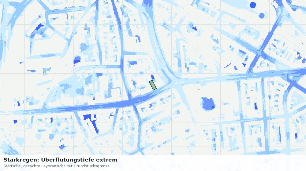 Statische Kartenansicht: Starkregen: Überflutungstiefe extrem