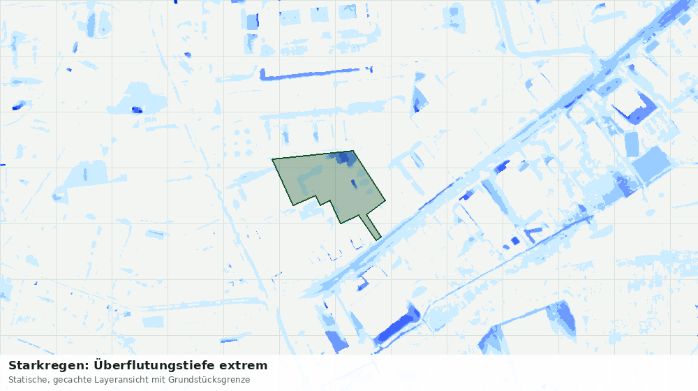 Statische Kartenansicht: Starkregen: Überflutungstiefe extrem