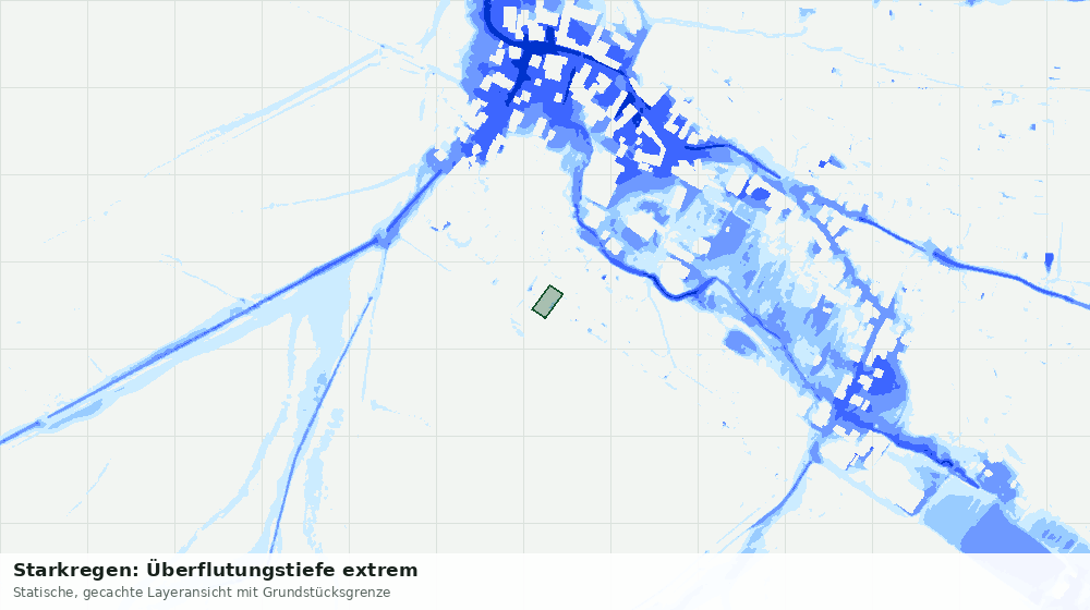 Statische Kartenansicht: Starkregen: Überflutungstiefe extrem