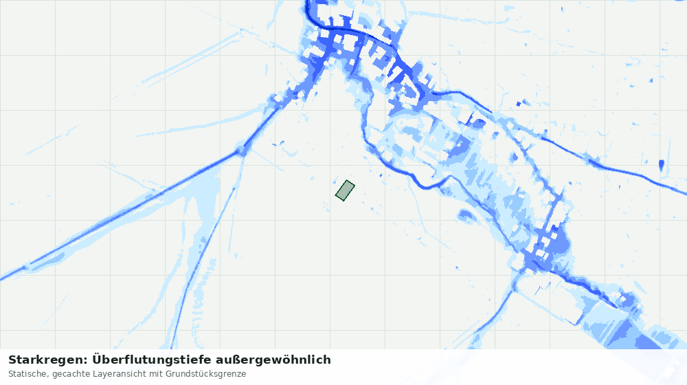 Statische Kartenansicht: Starkregen: Überflutungstiefe außergewöhnlich