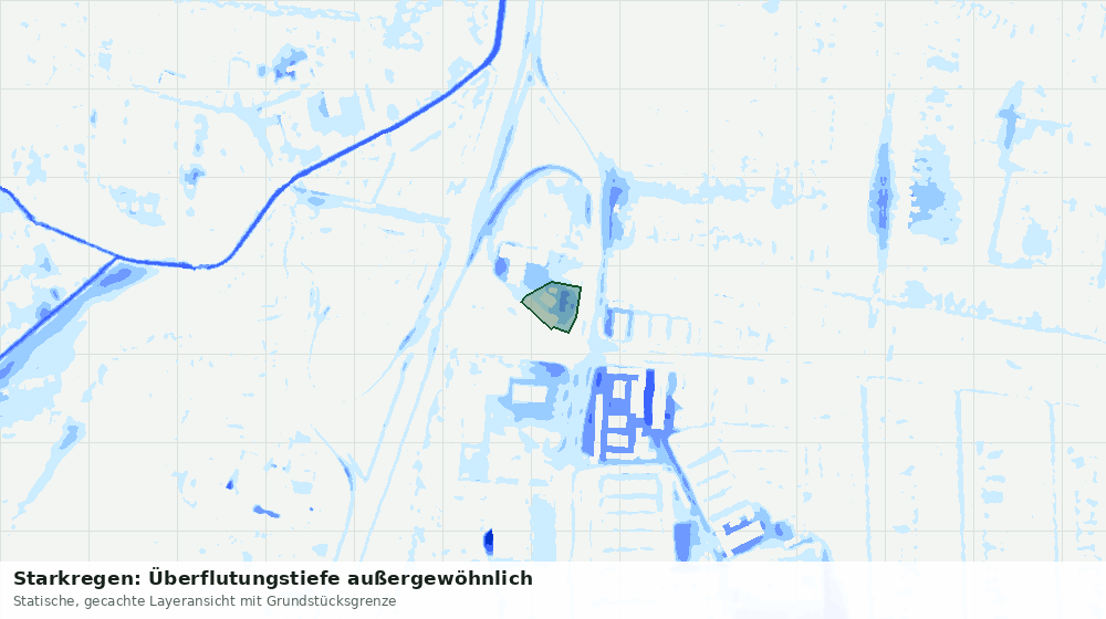 Statische Kartenansicht: Starkregen: Überflutungstiefe außergewöhnlich