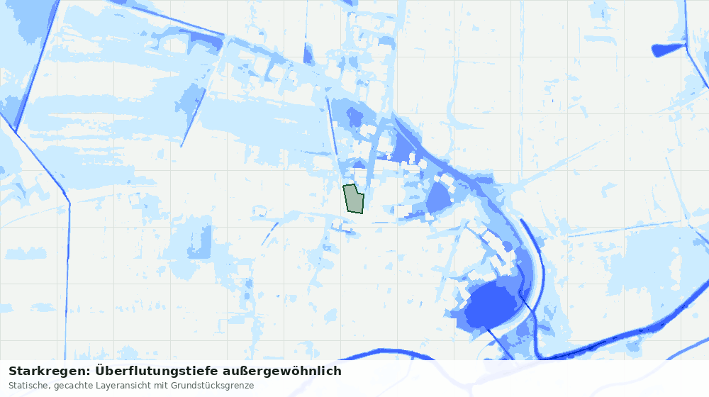 Statische Kartenansicht: Starkregen: Überflutungstiefe außergewöhnlich