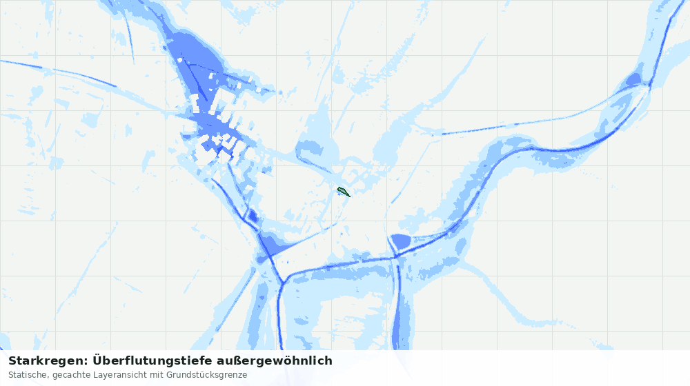 Statische Kartenansicht: Starkregen: Überflutungstiefe außergewöhnlich