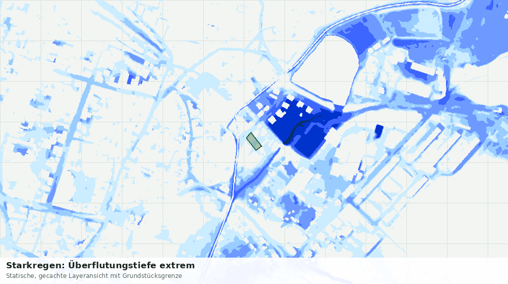 Statische Kartenansicht: Starkregen: Überflutungstiefe extrem