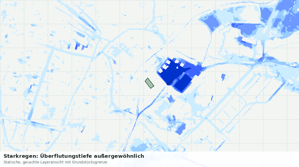 Statische Kartenansicht: Starkregen: Überflutungstiefe außergewöhnlich