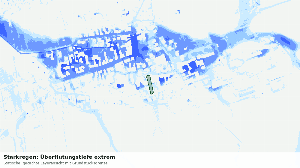 Statische Kartenansicht: Starkregen: Überflutungstiefe extrem