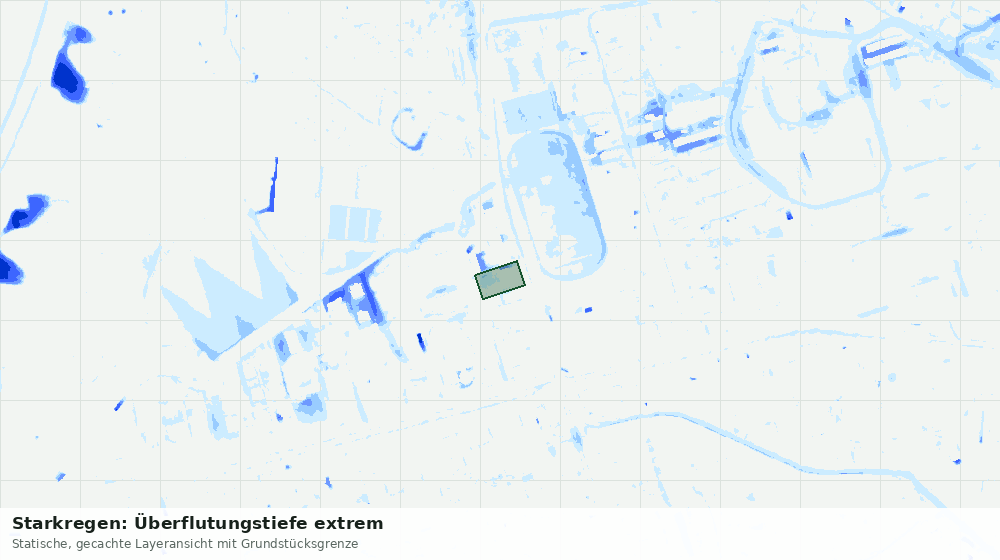 Statische Kartenansicht: Starkregen: Überflutungstiefe extrem