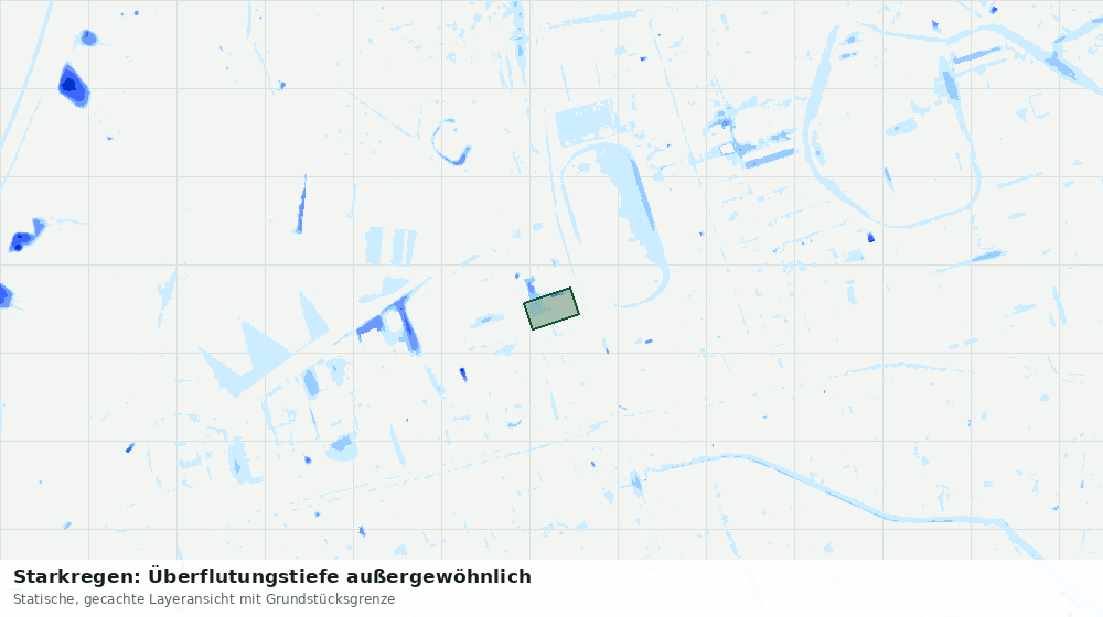 Statische Kartenansicht: Starkregen: Überflutungstiefe außergewöhnlich