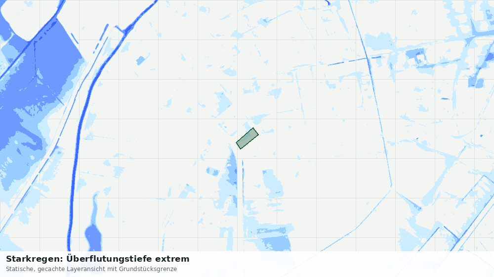 Statische Kartenansicht: Starkregen: Überflutungstiefe extrem