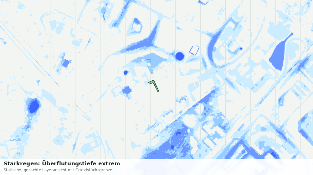 Statische Kartenansicht: Starkregen: Überflutungstiefe extrem