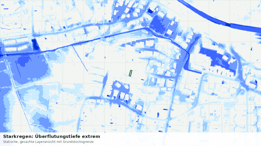 Statische Kartenansicht: Starkregen: Überflutungstiefe extrem