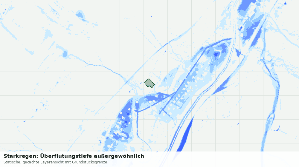 Statische Kartenansicht: Starkregen: Überflutungstiefe außergewöhnlich