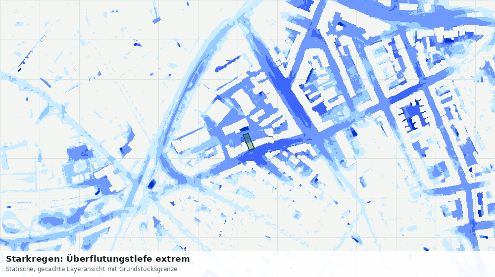 Statische Kartenansicht: Starkregen: Überflutungstiefe extrem