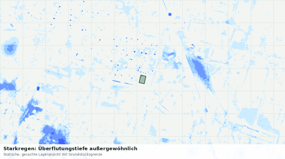 Statische Kartenansicht: Starkregen: Überflutungstiefe außergewöhnlich
