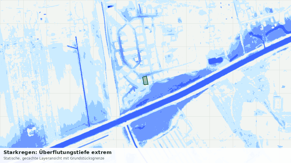 Statische Kartenansicht: Starkregen: Überflutungstiefe extrem