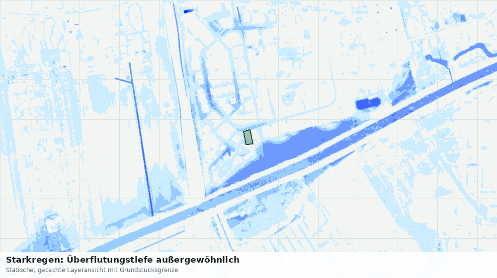 Statische Kartenansicht: Starkregen: Überflutungstiefe außergewöhnlich