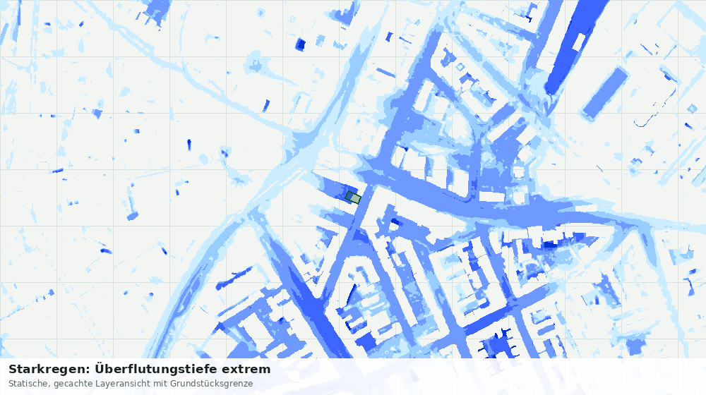 Statische Kartenansicht: Starkregen: Überflutungstiefe extrem