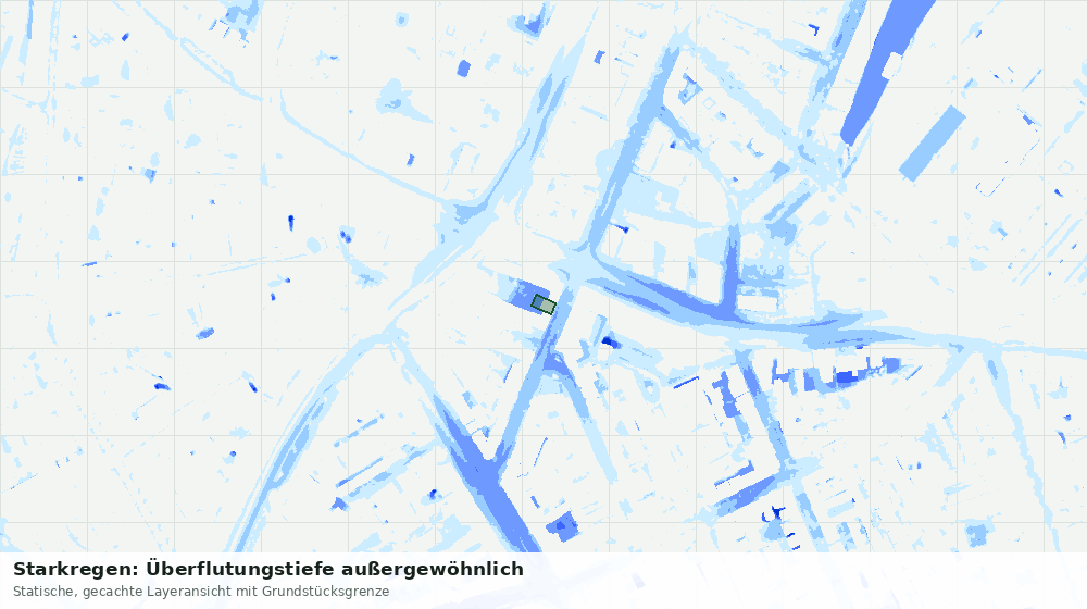 Statische Kartenansicht: Starkregen: Überflutungstiefe außergewöhnlich