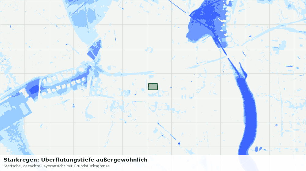 Statische Kartenansicht: Starkregen: Überflutungstiefe außergewöhnlich