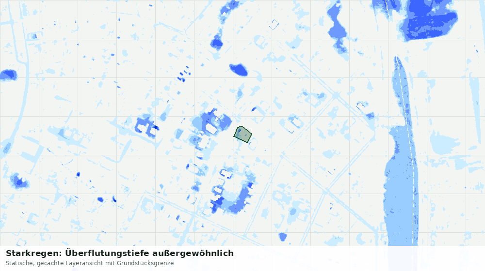 Statische Kartenansicht: Starkregen: Überflutungstiefe außergewöhnlich