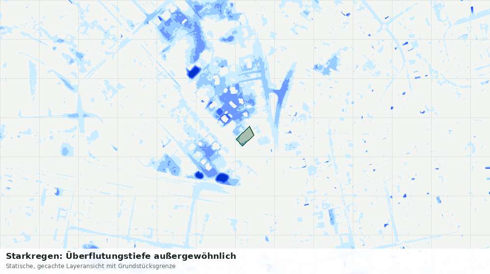 Statische Kartenansicht: Starkregen: Überflutungstiefe außergewöhnlich