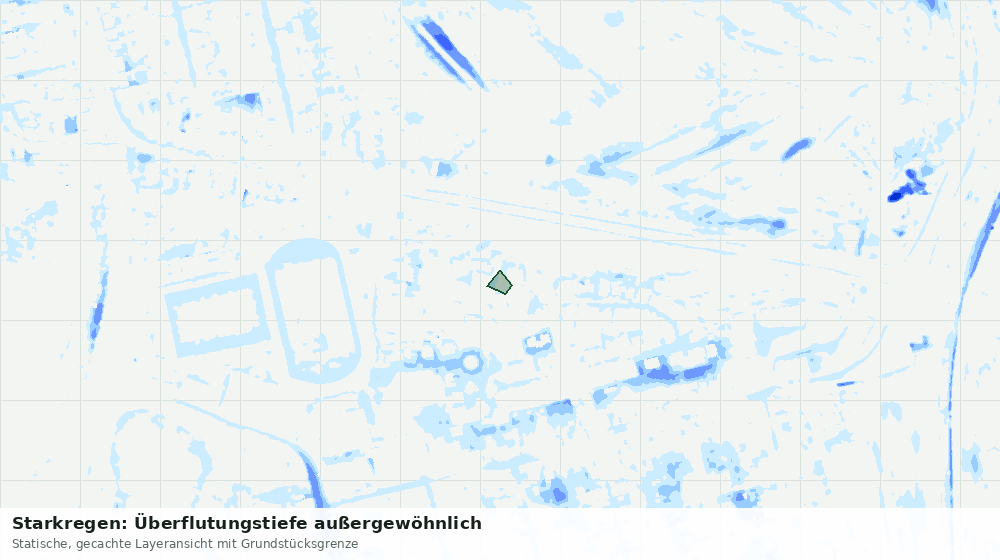 Statische Kartenansicht: Starkregen: Überflutungstiefe außergewöhnlich
