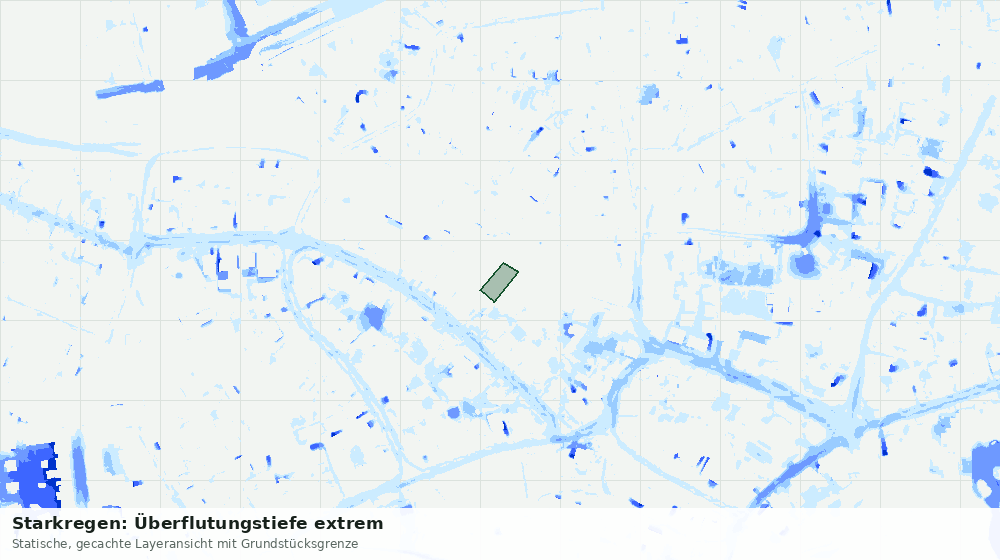 Statische Kartenansicht: Starkregen: Überflutungstiefe extrem
