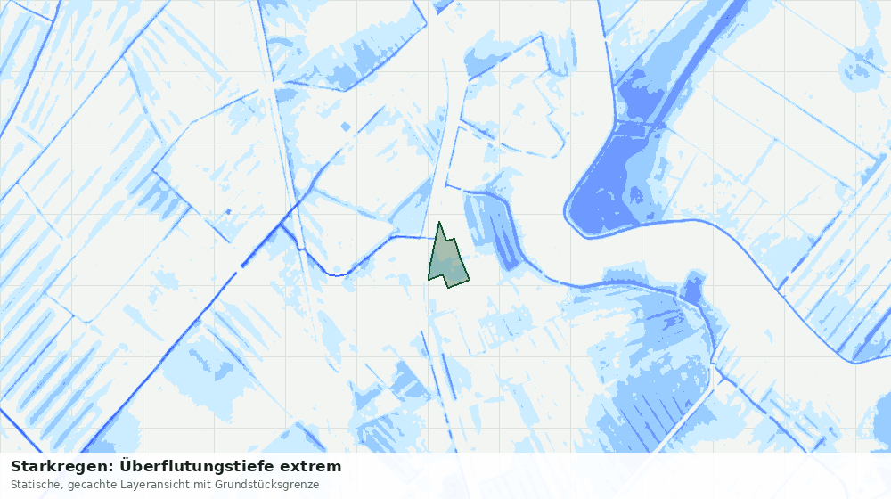 Statische Kartenansicht: Starkregen: Überflutungstiefe extrem