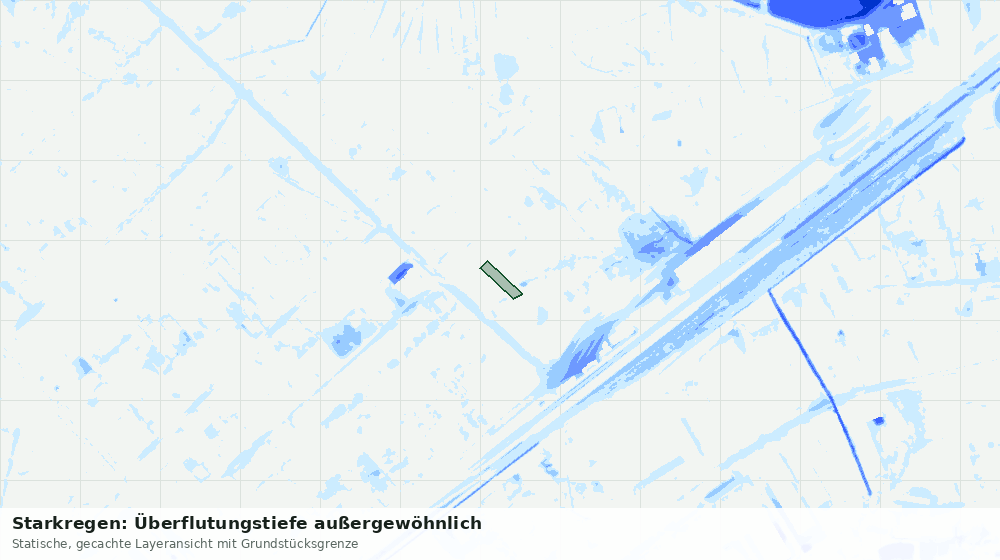 Statische Kartenansicht: Starkregen: Überflutungstiefe außergewöhnlich