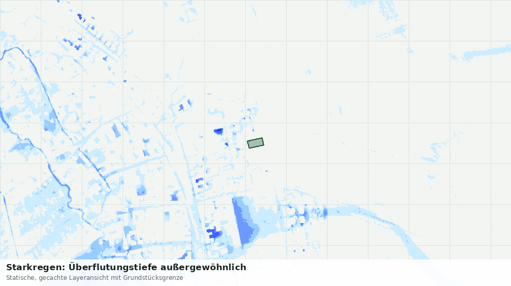 Statische Kartenansicht: Starkregen: Überflutungstiefe außergewöhnlich