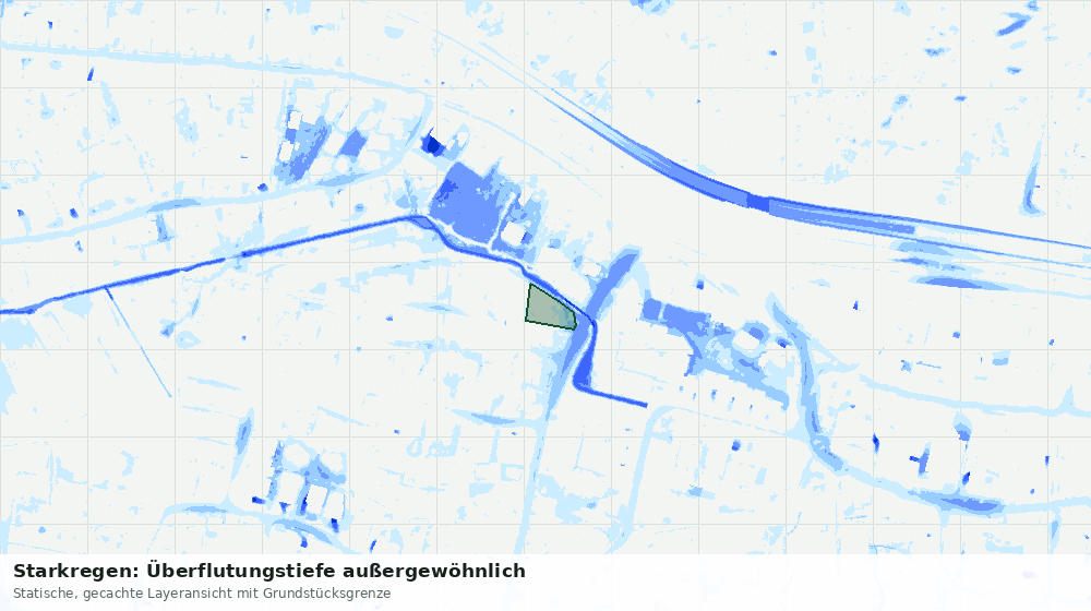 Statische Kartenansicht: Starkregen: Überflutungstiefe außergewöhnlich