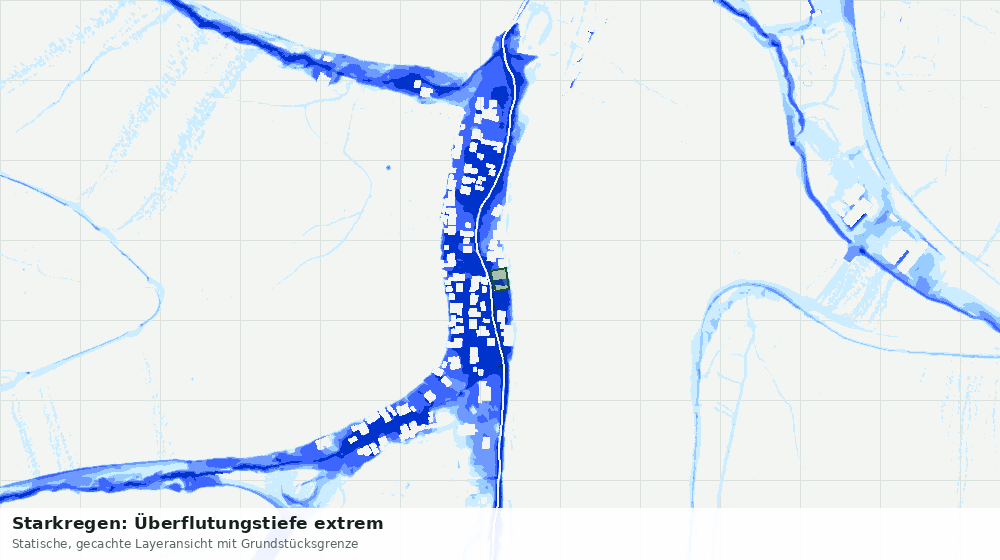 Statische Kartenansicht: Starkregen: Überflutungstiefe extrem