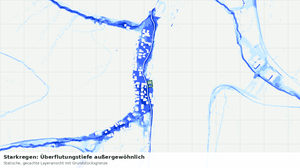 Statische Kartenansicht: Starkregen: Überflutungstiefe außergewöhnlich