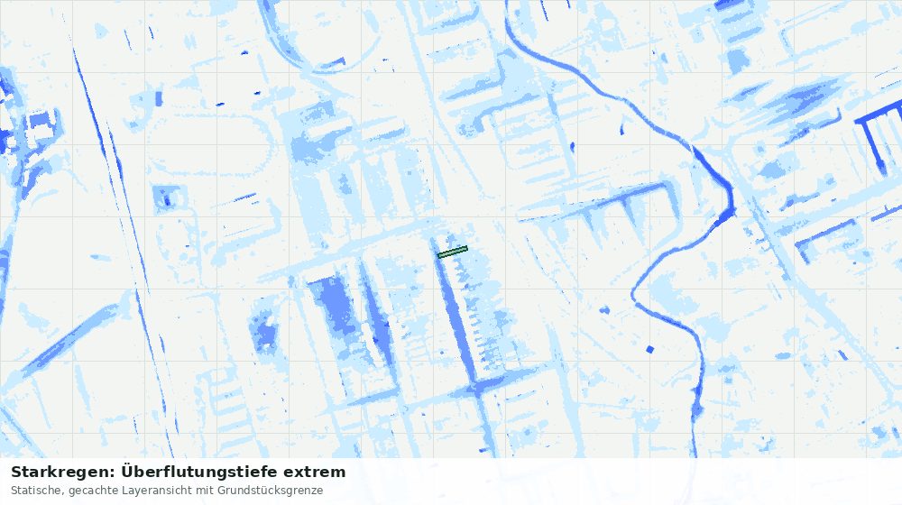 Statische Kartenansicht: Starkregen: Überflutungstiefe extrem